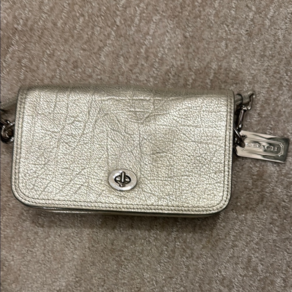 Coach Metallic Silver Crossbody Bag